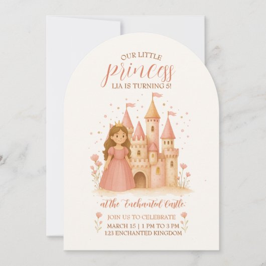 Princess Castle Birthday Invitation  招待状 (正面)