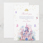 Princess Castle Girl 1st Birthday, Princess Party サンキューカード (正面/裏面)