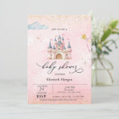 Princess Castle Gold Dust Pink Baby Shower   招待状 (スタンド正面)
