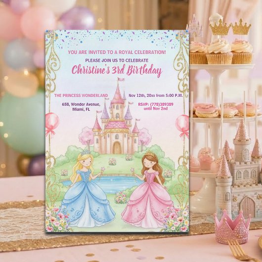 Princess Castle Royal 3rd Birthday Party 招待状