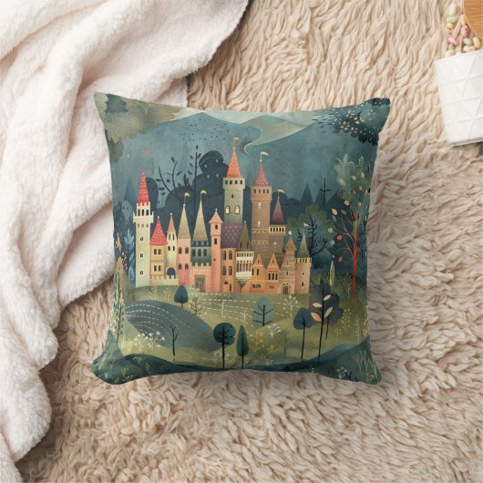 PRINCESS CASTLE THROW PILLOW クッション (ブランケット)