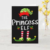 Princess Christmas Elf Matching Pajama X-mas Party カード (黄色い花)
