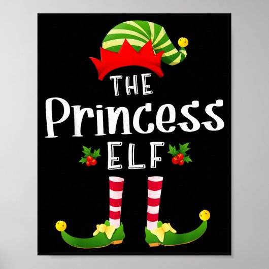 Princess Christmas Elf Matching Pajama X-mas Party ポスター (正面)
