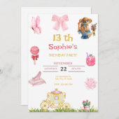 Princess cinderella birthday for girls 招待状 (正面/裏面)