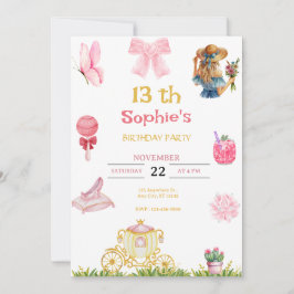 Princess cinderella birthday  for girls 招待状