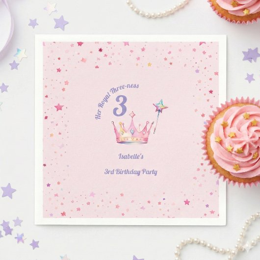 Princess Crown 3rd Birthday Royal Threeness スタンダードカクテルナプキン