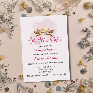 Princess Crown (baby girl) Baby Shower Invitation 招待状