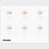 Princess Crown Birthday Party スクエアシール (シート)
