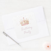 Princess Crown Birthday Party スクエアシール (封筒)