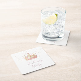 Princess Crown Birthday Party スクエアペーパーコースター