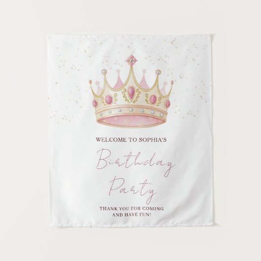 Princess Crown Birthday Party タペストリー (正面)