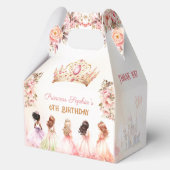 Princess Crown Pink Gold Floral Birthday Medium フェイバーボックス (正面)