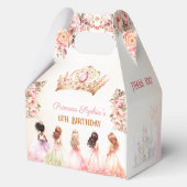 Princess Crown Pink Gold Floral Birthday Medium フェイバーボックス (裏面)
