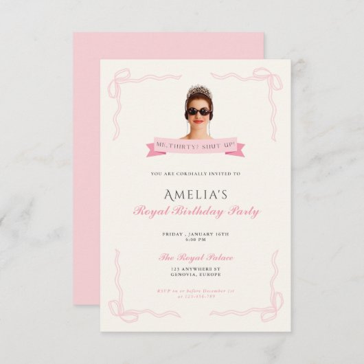 Princess Diaries 30th Birthday milenial 招待状 (正面/裏面)