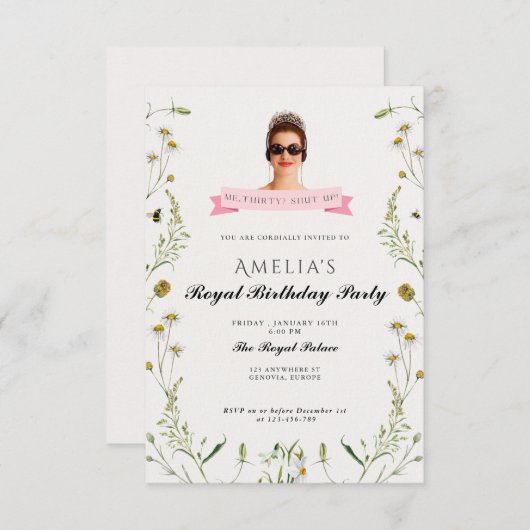 Princess Diaries 30th Birthday milenial 招待状 (正面/裏面)