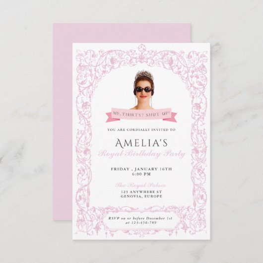 Princess Diaries 30th Birthday milenial 招待状 (正面/裏面)