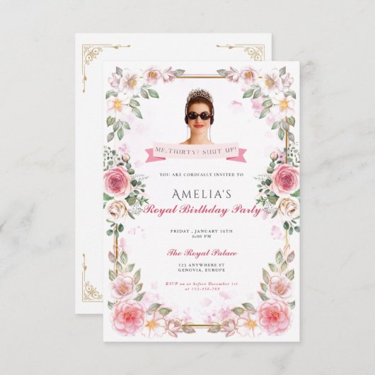 Princess Diaries 30th Birthday milenial 招待状 (正面/裏面)