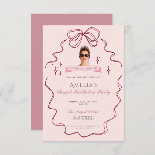 Princess Diaries 30th Birthday milenial 招待状 (正面/裏面)