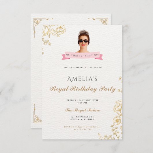 Princess Diaries 30th Birthday milenial 招待状 (正面/裏面)