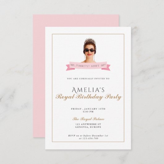 Princess Diaries 30th Birthday milenial 招待状 (正面/裏面)