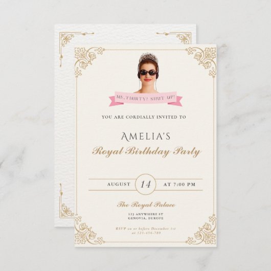 Princess Diaries 30th Birthday milenial 招待状 (正面/裏面)