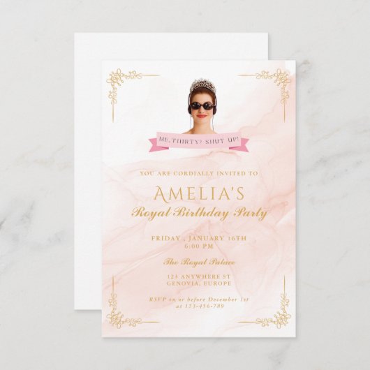 Princess Diaries 30th Birthday milenial 招待状 (正面/裏面)