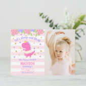 Princess Dinosaur Birthday Photo Invitation 招待状 (スタンド正面)