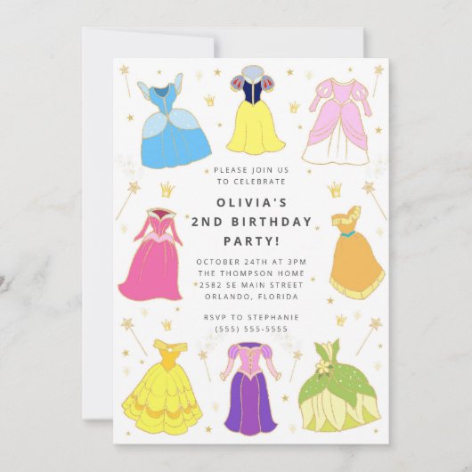 Princess Dress Girl Birthday Collage Invitation 招待状 (正面)