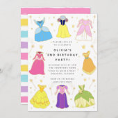 Princess Dress Girl Birthday Collage Invitation 招待状 (正面/裏面)