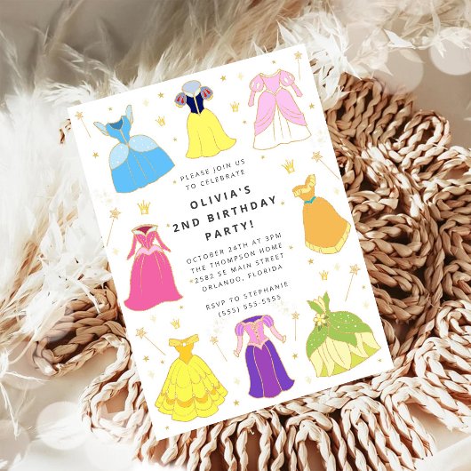 Princess Dress Girl Birthday Collage Invitation 招待状