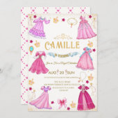  princess dress  Girl birthday Party Invitation 招待状 (正面/裏面)