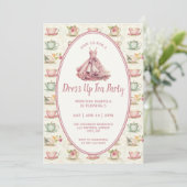Princess Dress Up Tea Party Pink Floral 招待状 (スタンド正面)