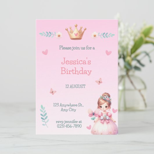 Princess Fairytale Birthday Party Invitation 招待状 (スタンド正面)