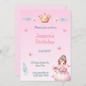 Princess Fairytale Birthday Party Invitation 招待状 (正面/裏面)