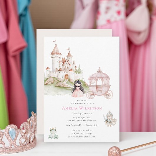 Princess Fairytale Pastel Pink Birthday Invite 招待状