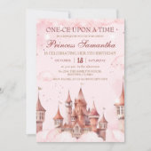 Princess Fifth Birthday magical fairy tale castle 招待状 (正面)