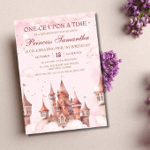 Princess First Birthday magical fairy tale castle 招待状