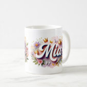 Princess Floral Custom Mug – Personalized Name Mia コーヒーマグカップ (正面右)