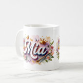 Princess Floral Custom Mug – Personalized Name Mia コーヒーマグカップ (正面左)