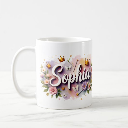 Princess Floral Custom Mug – Sophia コーヒーマグカップ (左)