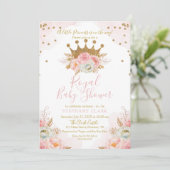 Princess Floral Pink & Gold Baby Shower Invitation 招待状 (スタンド正面)