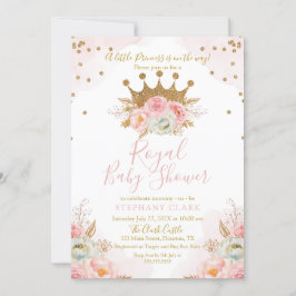 Princess Floral Pink & Gold Baby Shower Invitation 招待状