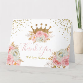 Princess Floral Pink & Gold  Thank you card サンキューカード