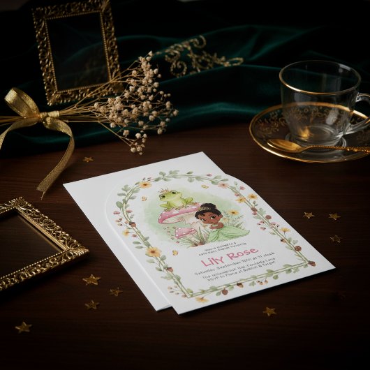Princess Frog Floral Baby Shower Invite 招待状