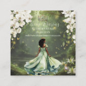 Princess & Frog Green Dress Sweet 16 Quince XV QR エンクロージャーカード (裏面)