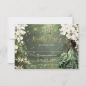 Princess & Frog Green Dress Sweet 16 Quinceañera  出欠カード (正面)