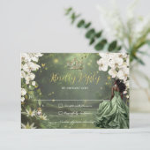 Princess & Frog Green Dress Sweet 16 Quinceañera  出欠カード (スタンド正面)