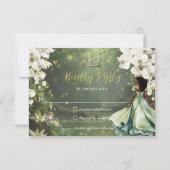 Princess & Frog Green Dress Sweet 16 Quinceanera 出欠カード (正面)