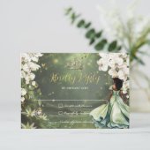 Princess & Frog Green Dress Sweet 16 Quinceanera 出欠カード (スタンド正面)