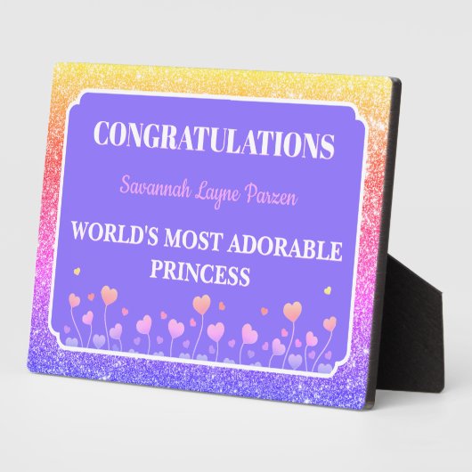 Princess! Fun Personalized girl tabletop plaque フォトプラーク (側面)